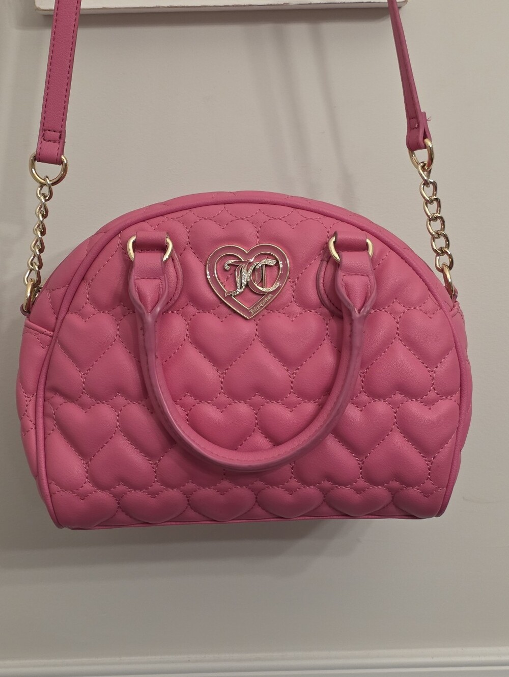 Juicy Couture Heart Shape Quilted Pink Dome Satchel